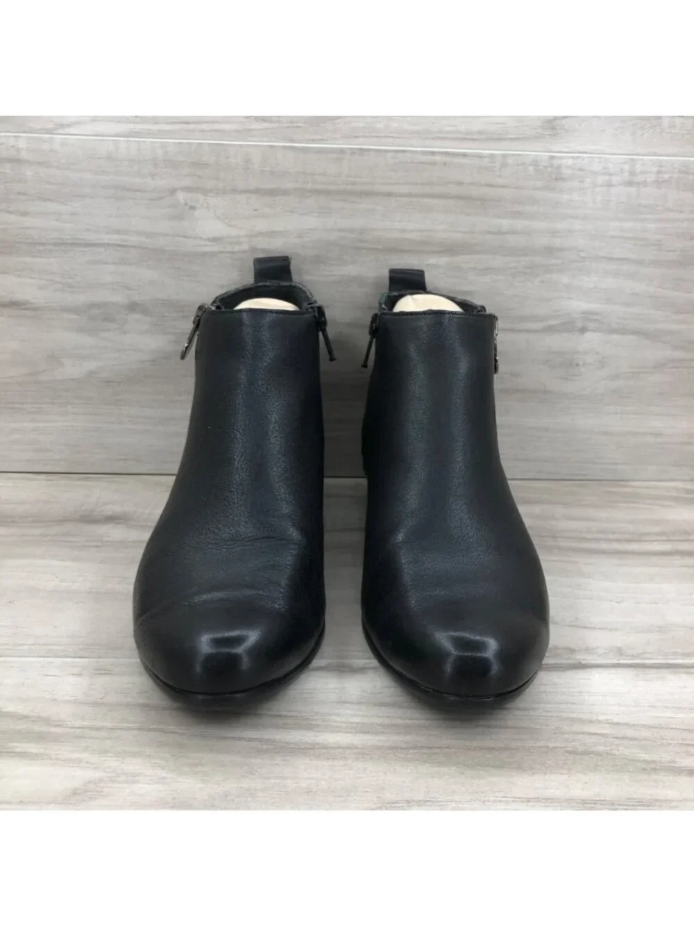 Munro Ankle Boots Womens 6 M Lexi Black Leather Double Zip Booties